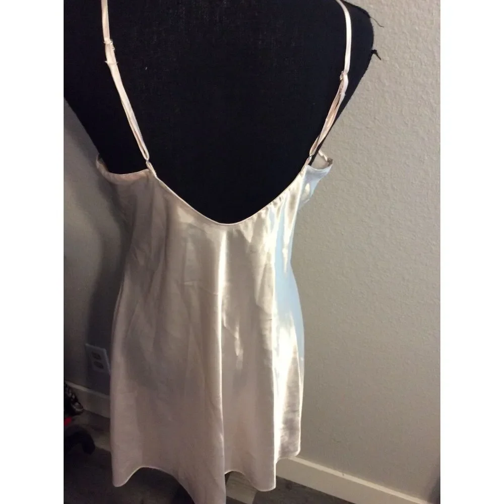 Soft Pink Slip Chemise Nightgown Dress M Lace Bodice Intimate Linea Donatella